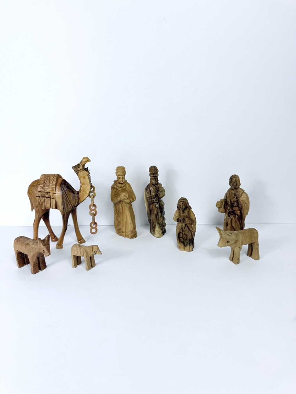Nativity Figures Hand Carved Vintage